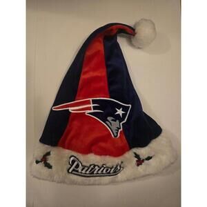 New England Patriots Team Logo Holiday Plush Santa Hat Christmas